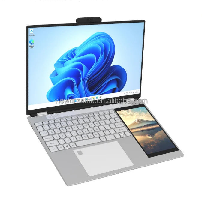 Factory Sale 15.6 inch +7 inch touchscreen laptops business office design dual-screen N100 computer laptops brand new