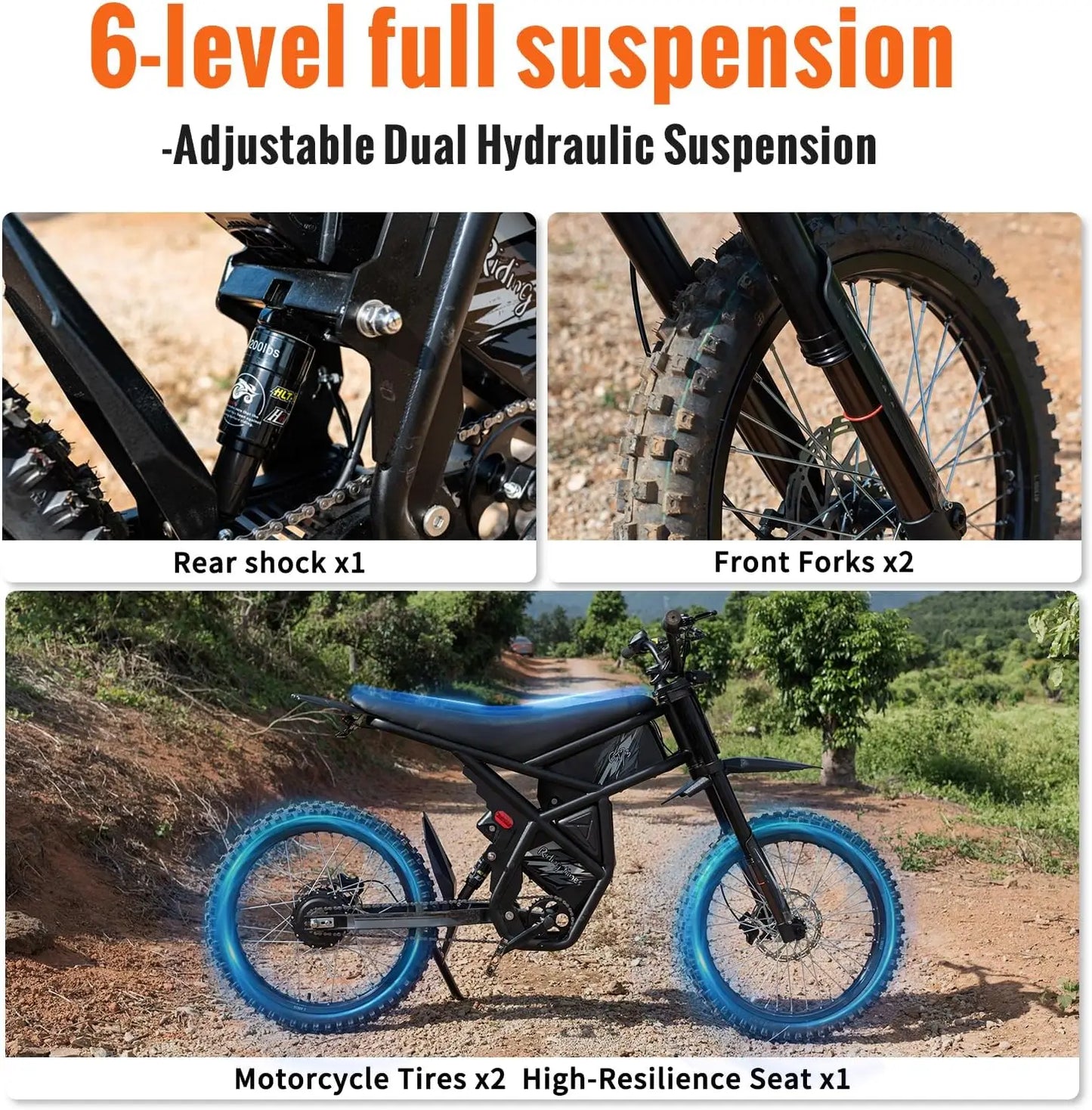 Electric Dirt Bike for Adults 2000W, Max 37MPH&85Mile Long Range Ebike with 25'' Tires, 1747Wh Dual  Battery E Bike Motorcycle