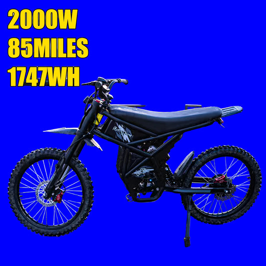 Electric Dirt Bike for Adults 2000W, Max 37MPH&85Mile Long Range Ebike with 25'' Tires, 1747Wh Dual  Battery E Bike Motorcycle
