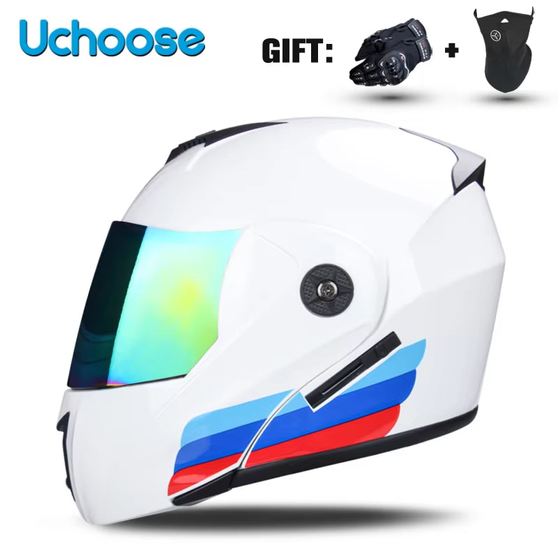Premium DOT Certified Modular Flip-Up Motorcycle Helmet with Double Lens Visor - Unisex Safety Gear