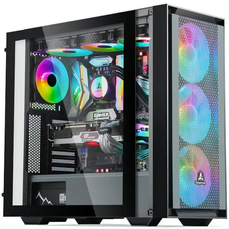 Unleash Your Gaming Potential with the High-Performance Core A8 7680 Desktop PC - 16GB RAM, 500GB SSD, and Stunning Tempered Glass Design