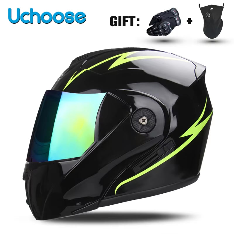 Premium DOT Certified Modular Flip-Up Motorcycle Helmet with Double Lens Visor - Unisex Safety Gear