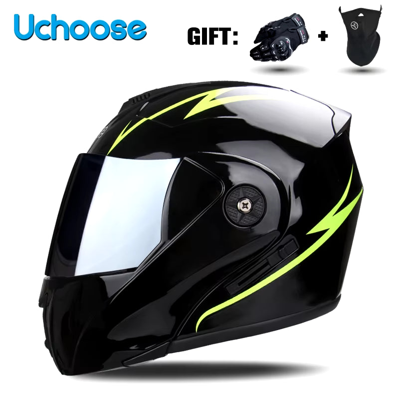 Premium DOT Certified Modular Flip-Up Motorcycle Helmet with Double Lens Visor - Unisex Safety Gear