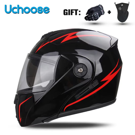 Premium DOT Certified Modular Flip-Up Motorcycle Helmet with Double Lens Visor - Unisex Safety Gear