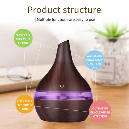 Transform Your Space with the Elegant Electric Aroma Air Diffuser: Wood Ultrasonic Humidifier for Essential Oil Aromatherapy and Cool Mist