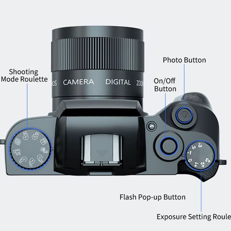 Capture Your World with the 2025 64MP 16X Zoom DSLR Camera - Stunning 4K HD Video, WiFi Connectivity & 4.0" Touchscreen for TikTok, Vlogging & Live Streaming!