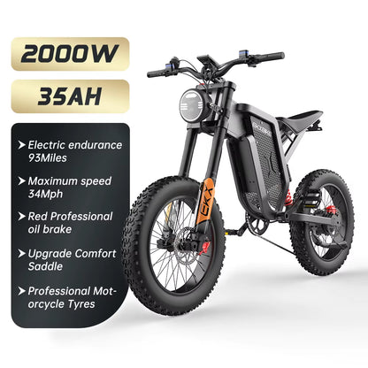 Experience the Thrill of Adventure with the X21 Electric Bike - Powerful 2000W Motor, 48V35AH Samsung Battery, and All-Terrain Capability!