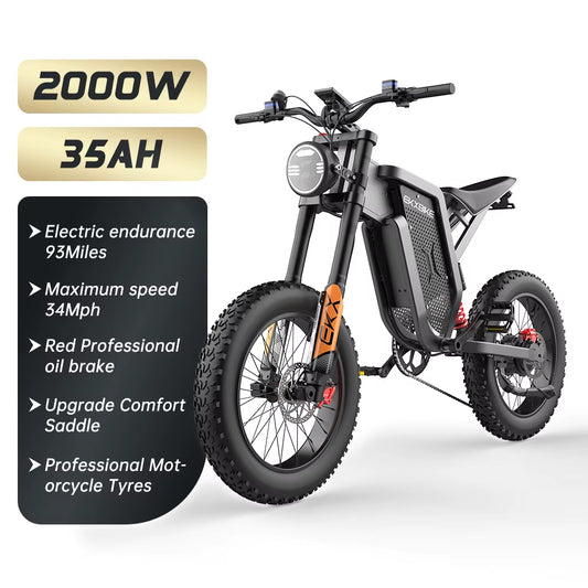 Experience the Thrill of Adventure with the X21 Electric Bike - Powerful 2000W Motor, 48V35AH Samsung Battery, and All-Terrain Capability!