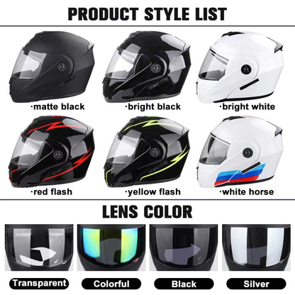 Premium DOT Certified Modular Flip-Up Motorcycle Helmet with Double Lens Visor - Unisex Safety Gear