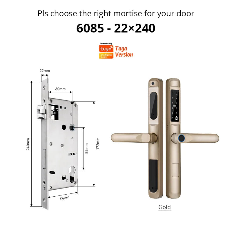 Revolutionary Tuya WiFi Waterproof Smart Door Lock - Biometric Fingerprint Digital Keyless Handle for Glass and Wooden Doors