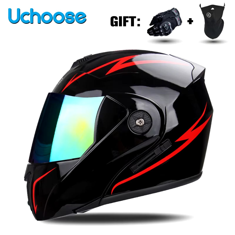 Premium DOT Certified Modular Flip-Up Motorcycle Helmet with Double Lens Visor - Unisex Safety Gear