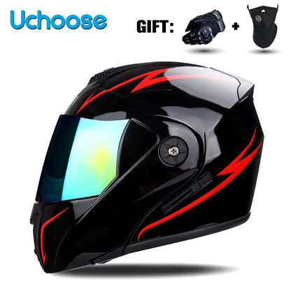 Premium DOT Certified Modular Flip-Up Motorcycle Helmet with Double Lens Visor - Unisex Safety Gear