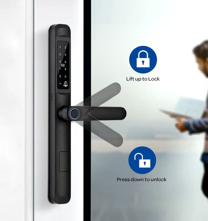 Revolutionary Tuya WiFi Waterproof Smart Door Lock - Biometric Fingerprint Digital Keyless Handle for Glass and Wooden Doors
