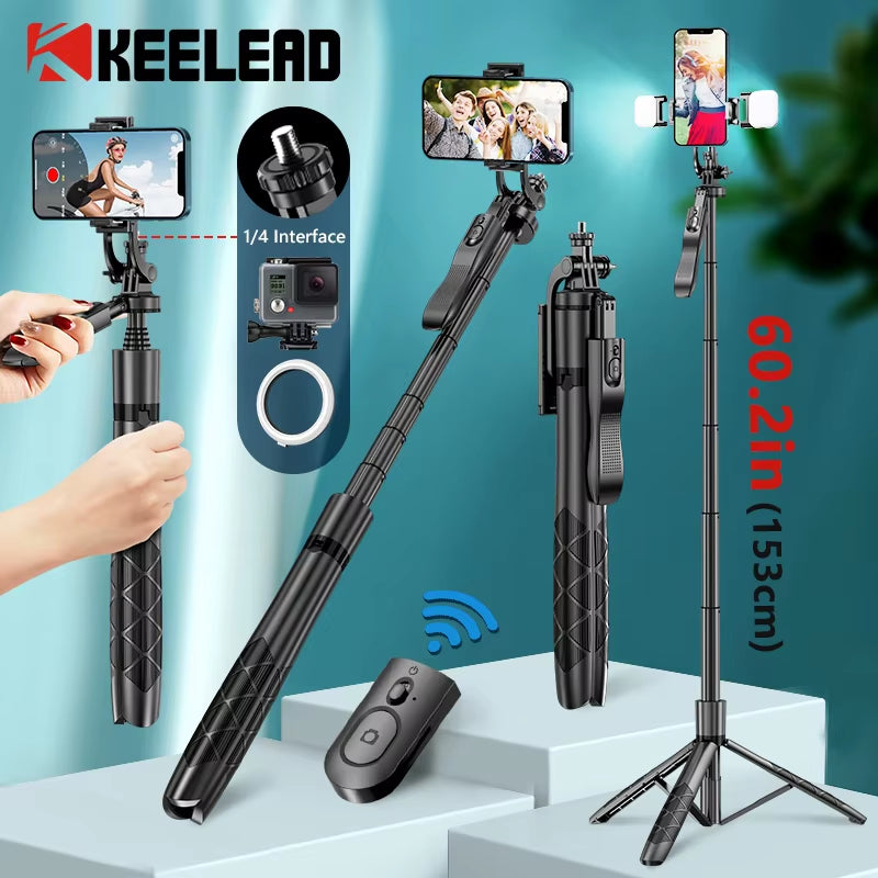 Elevate Your Selfie Game with the L16 1530mm Wireless Selfie Stick Tripod - Perfect for GoPro, Action Cameras, and Smartphones!