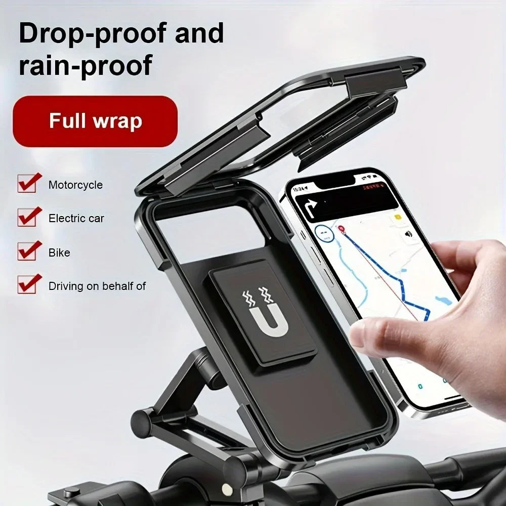 Premium Waterproof Motorcycle Phone Holder with 360° Swivel Adjustable Stand for Secure Navigation and Communication