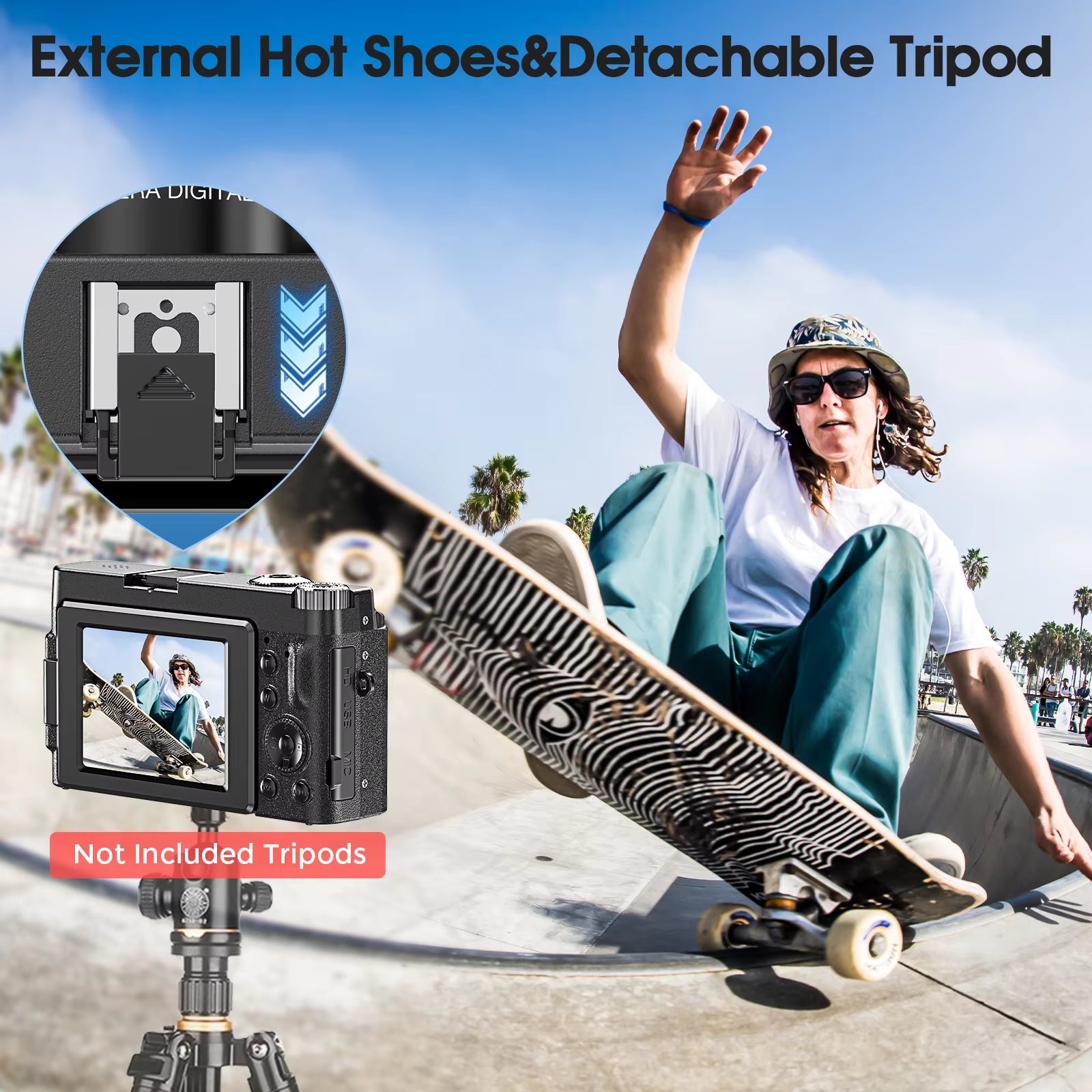 Capture Life's Moments with the 4K 48MP Digital Camera - Perfect for Vlogging and Selfies with 180-Degree Flip Screen!