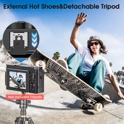 Capture Life's Moments with the 4K 48MP Digital Camera - Perfect for Vlogging and Selfies with 180-Degree Flip Screen!