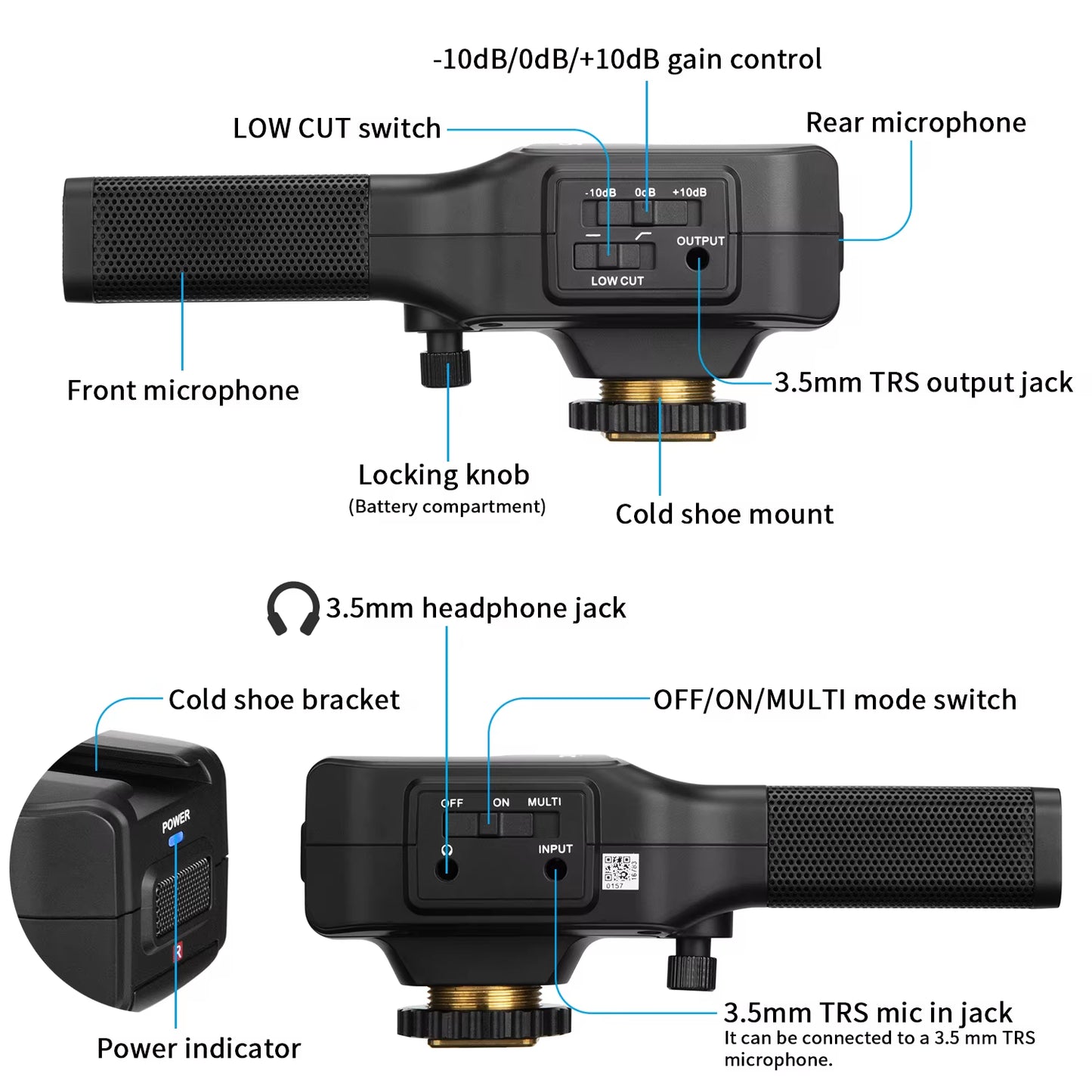 Vmic4 On-Camera Dual-Capsule Condenser Microphone for Professional Recording and Streaming on PC, Smartphones, and DSLRs