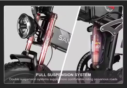 Ebike Hot RS-A02 Model 1200W48V Adult Mountain Electric Bicycle 14AH Battery 20-Inch 2 Tire Folding Electric Bicycle All-Terrain