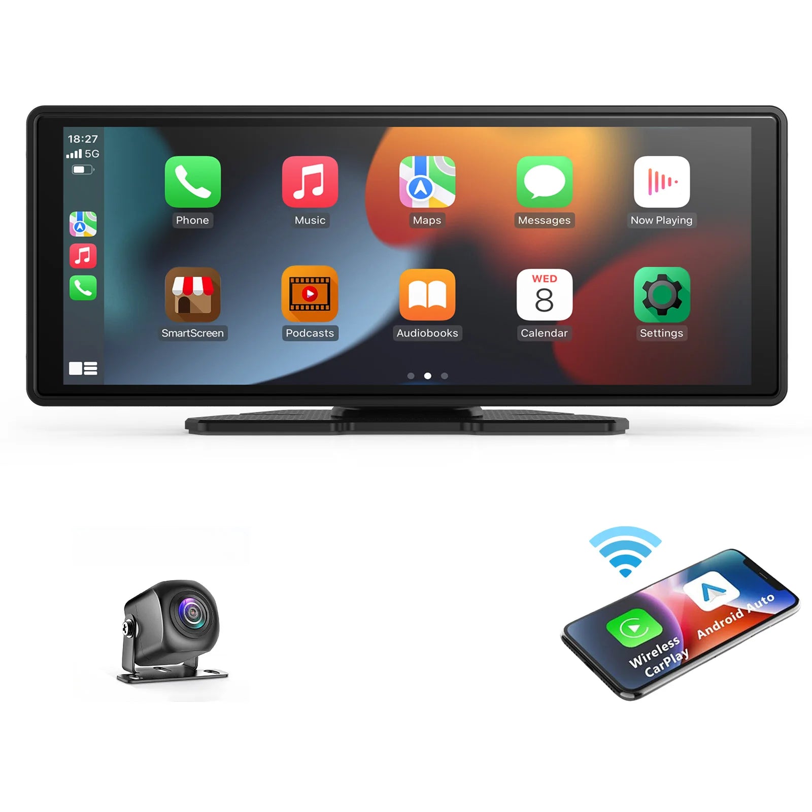 Transform Your Driving Experience with the Universal Portable Wireless Carplay Screen - 10.26" Touchscreen with Dual Camera System and Hands-Free Features