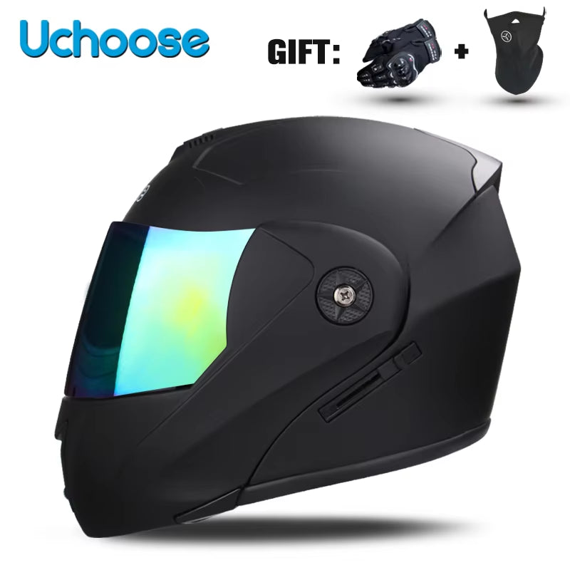 Premium DOT Certified Modular Flip-Up Motorcycle Helmet with Double Lens Visor - Unisex Safety Gear