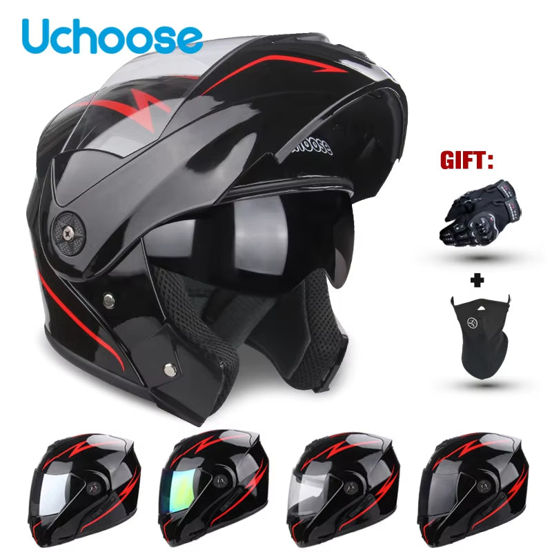 Premium DOT Certified Modular Flip-Up Motorcycle Helmet with Double Lens Visor - Unisex Safety Gear