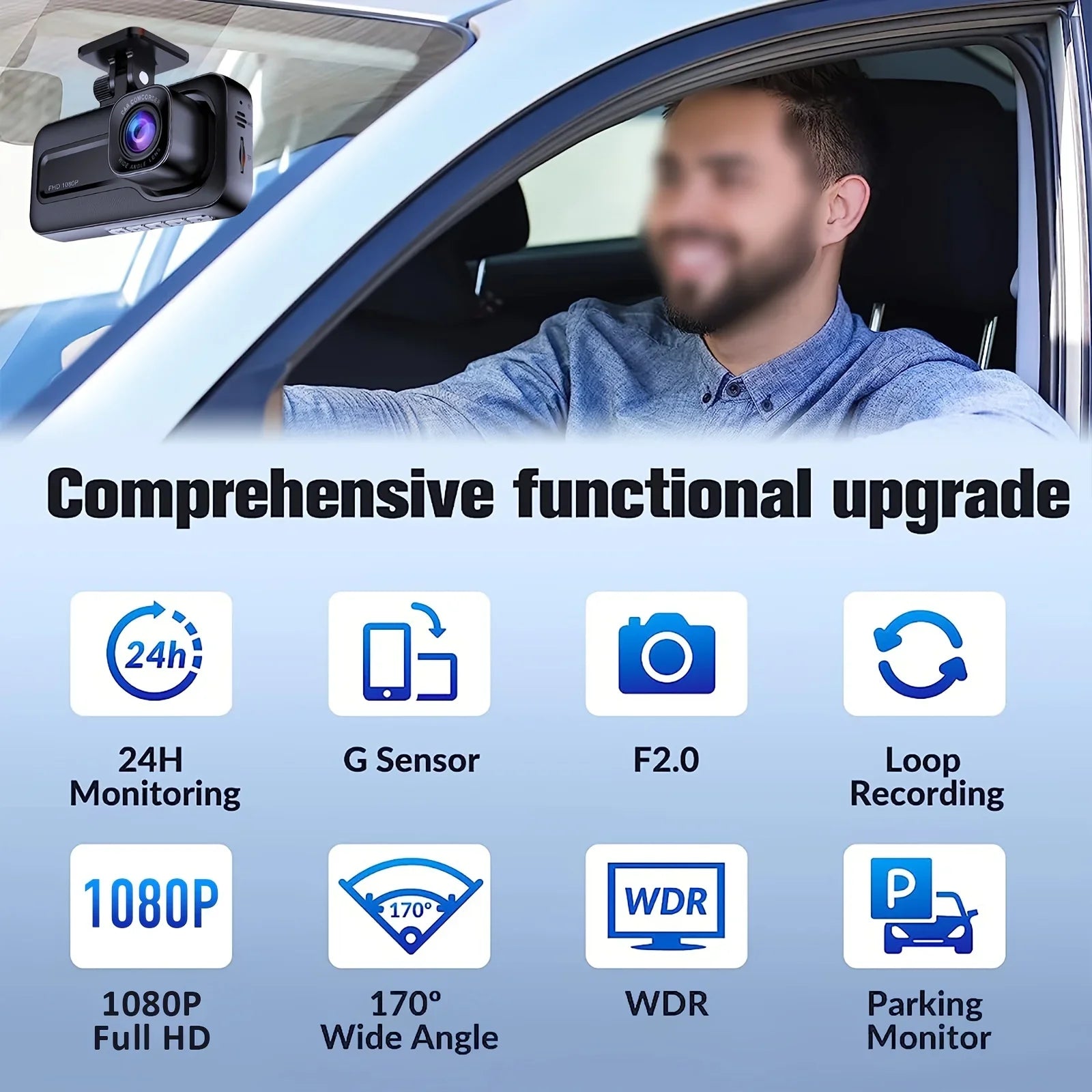 Experience Ultimate Protection with Our 1080P Full HD 3-Way Dash Cam - Front, Rear, and Cabin Recording!