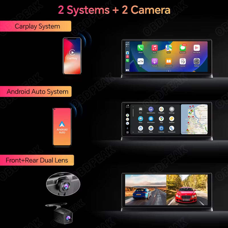 Elevate Your Driving Experience with the K2 Pro 11.3" 4K Car DVR Dash Cam - Dual Lens, Wireless Carplay & Android Auto, GPS Navigation, and More!