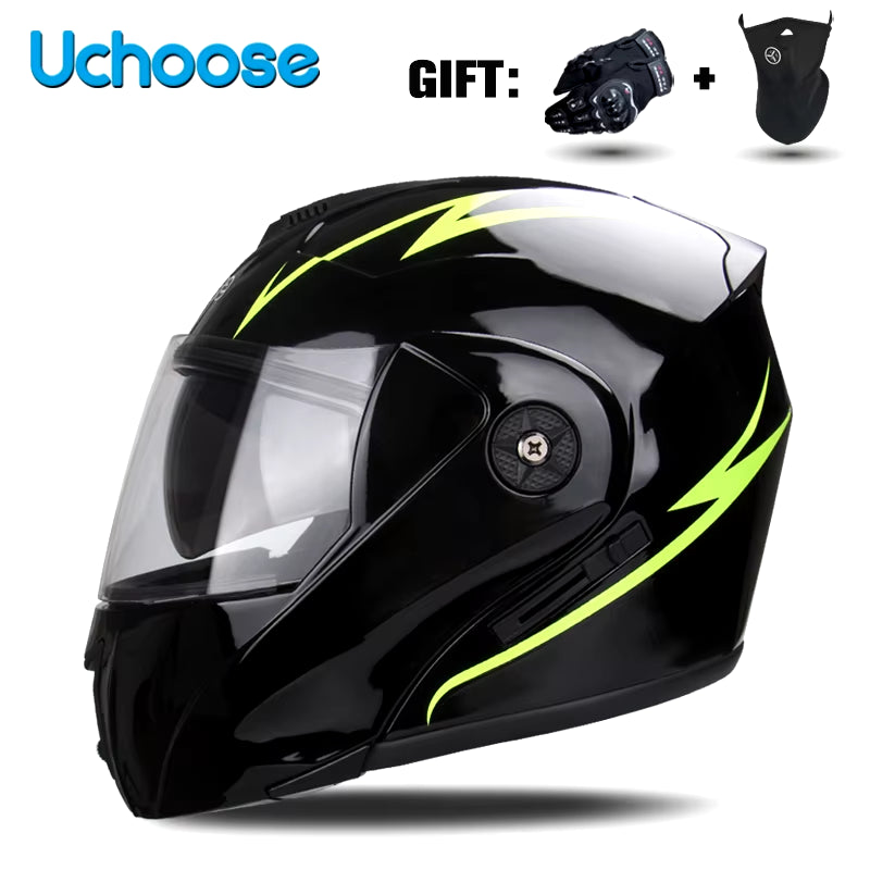 Premium DOT Certified Modular Flip-Up Motorcycle Helmet with Double Lens Visor - Unisex Safety Gear