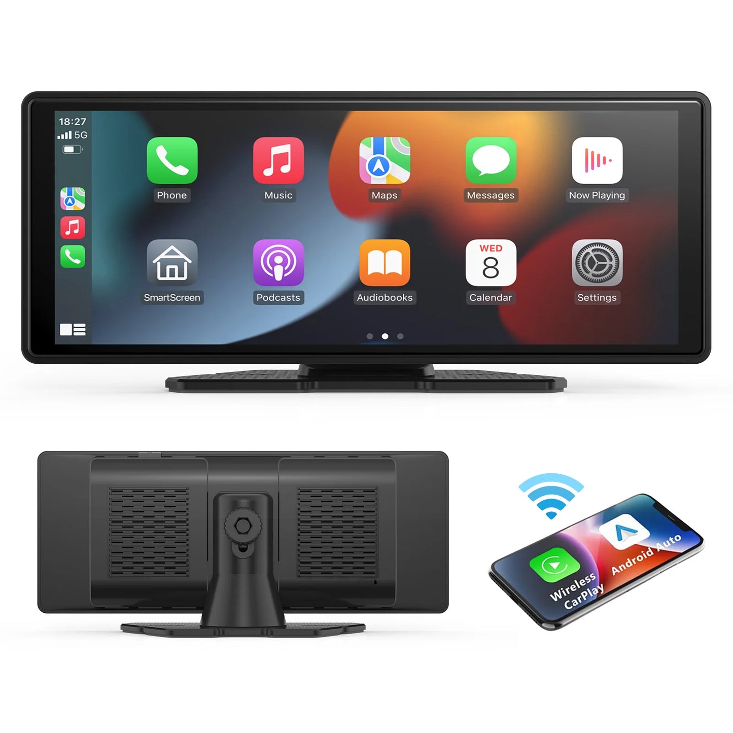 Transform Your Driving Experience with the Universal Portable Wireless Carplay Screen - 10.26" Touchscreen with Dual Camera System and Hands-Free Features