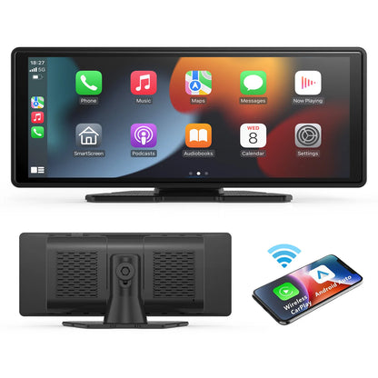 Transform Your Driving Experience with the Universal Portable Wireless Carplay Screen - 10.26" Touchscreen with Dual Camera System and Hands-Free Features