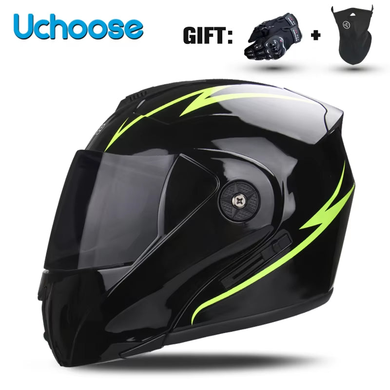 Premium DOT Certified Modular Flip-Up Motorcycle Helmet with Double Lens Visor - Unisex Safety Gear