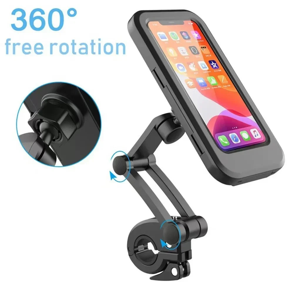 Premium Waterproof Motorcycle Phone Holder with 360° Swivel Adjustable Stand for Secure Navigation and Communication