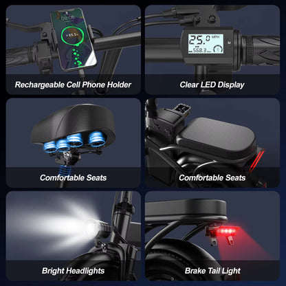 Experience the Thrill of Commuting with Our 500W Folding Electric Motorcycle - Ultimate Comfort with Full Shock Absorption!