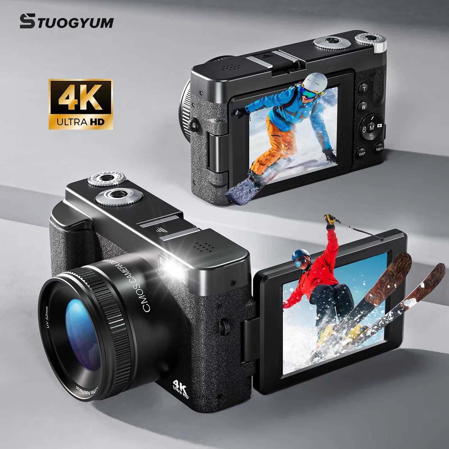 Capture Life's Moments with the 4K 48MP Digital Camera - Perfect for Vlogging and Selfies with 180-Degree Flip Screen!