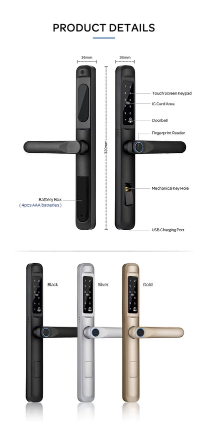 Revolutionary Tuya WiFi Waterproof Smart Door Lock - Biometric Fingerprint Digital Keyless Handle for Glass and Wooden Doors