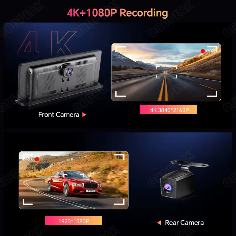 Elevate Your Driving Experience with the K2 Pro 11.3" 4K Car DVR Dash Cam - Dual Lens, Wireless Carplay & Android Auto, GPS Navigation, and More!