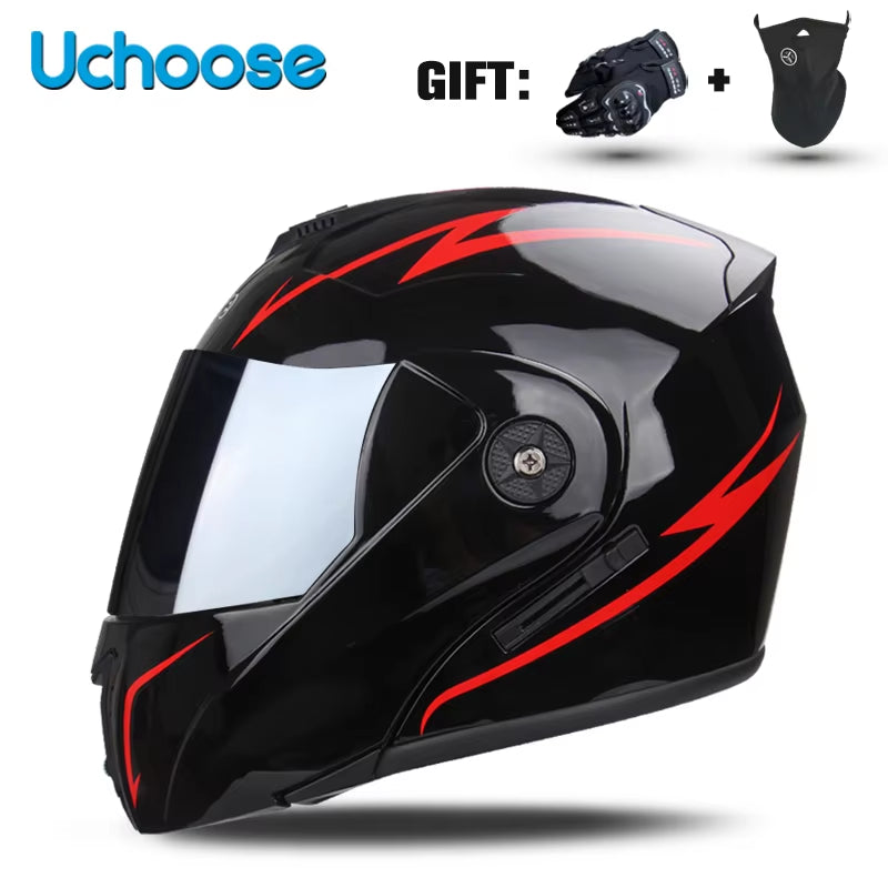 Premium DOT Certified Modular Flip-Up Motorcycle Helmet with Double Lens Visor - Unisex Safety Gear